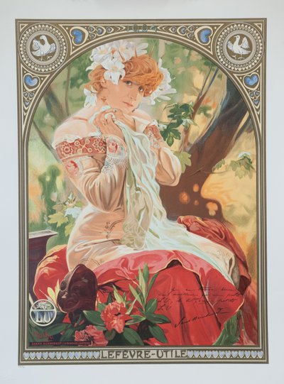 Plakat dla Lefevre-Utile. Sarah Bernhardt w roli Melissinde w La Princesse Lointaine. autorstwa Alphonse Mucha