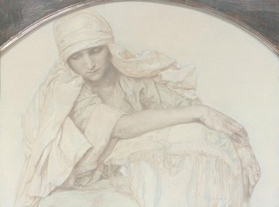 Studium młodej kobiety autorstwa Alphonse Mucha