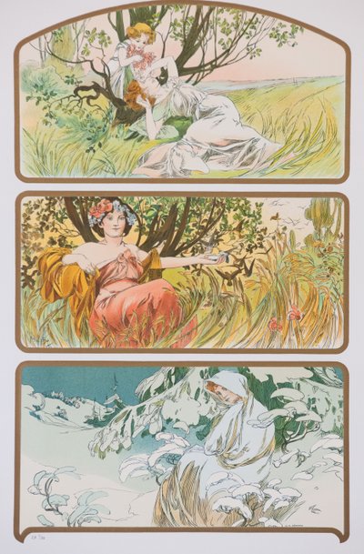 Trzy pory roku, ok. 1898. autorstwa Alphonse Mucha