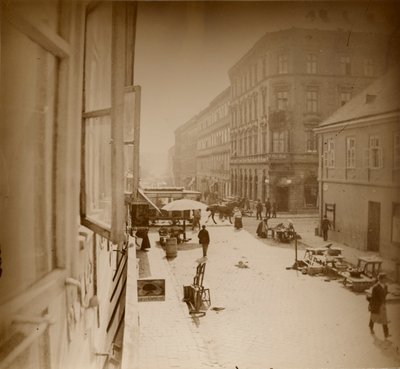Widok z okna mieszkania Muchas, niedaleko Amalienstrasse, Monachium, 1886 (odbitka żelatynowo-srebrowa) autorstwa Alphonse Mucha
