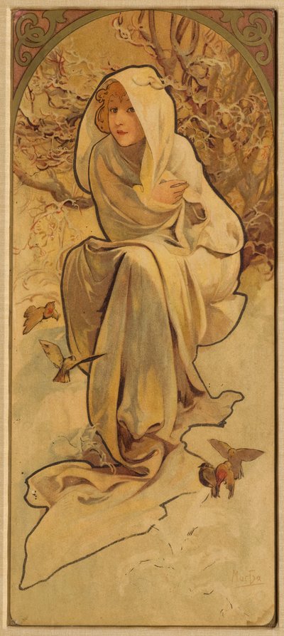 Zima z serii Les Saisons, ok. 1900. 1900. autorstwa Alphonse Mucha