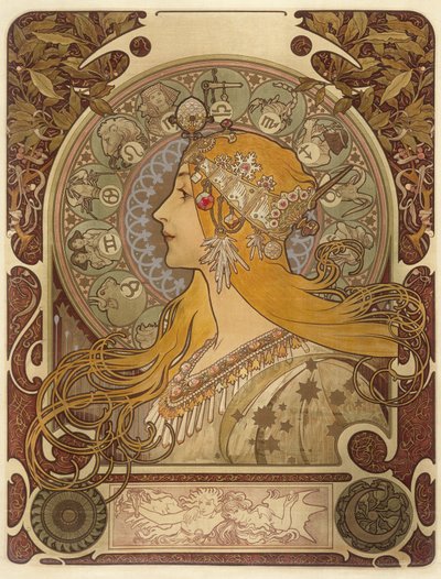 Zodiak, 1896 autorstwa Alphonse Mucha