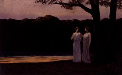 Muzy na brzegu wieczorem autorstwa Alphonse Osbert