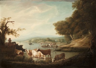 Spokojne miejsce do podlewania — rozległa i bezgraniczna scena z bydłem, 1816 r. autorstwa Alvan Fisher
