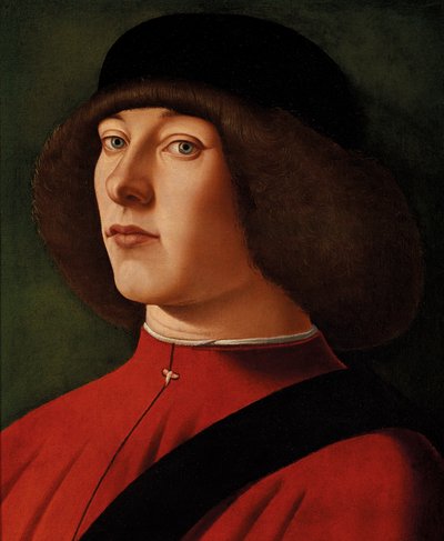 Portret mężczyzny, do biustu, na zielonym tle autorstwa Alvise (and workshop) Vivarini