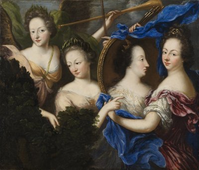 Alegoria z autoportretem i portretem profilowym Ulriki Eleonore, królowej Szwecji Finlandia - Alegoria z autoportretem i portretem profilowym Ulriki Eleonory Starszej (1656-1693), autorstwa Koenigsmarcka, Amalia Wilhelmina von (1663-1740). olej na płótnie autorstwa Amalia Wilhelmina von Konigsmarck
