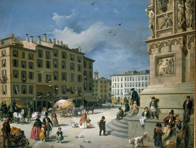 Amanzia Guerillot Inganni, Piazza del Duomo, 1850 autorstwa Amanzia Guérillot