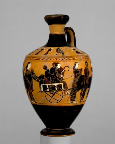 Terakotowa lekythos, c.550-530 pne (terakota) autorstwa Amasis Painter
