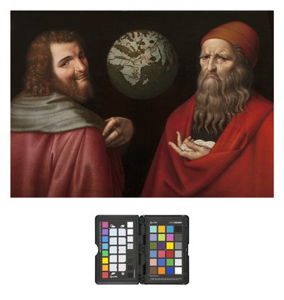 Heraklit i Demokryt autorstwa Ambrogio Giovanni Figino