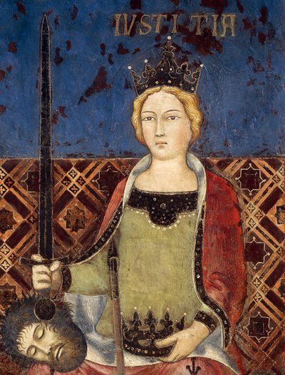 Alegoria dobrego rządu, sprawiedliwość, fragment z Alegoria i wpływ dobrego i złego rządu na miasto i wieś autorstwa Ambrogio Lorenzetti