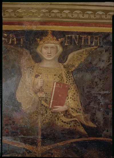Alegoria dobrego rządu, szczegół mądrości, 1338-40 autorstwa Ambrogio Lorenzetti