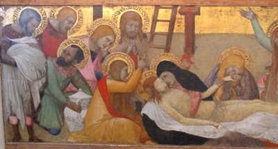 Ambrogio Lorenzetti, madonna z dzieciątkiem i świętymi maddaleną i martą, compianto, 02 autorstwa Ambrogio Lorenzetti