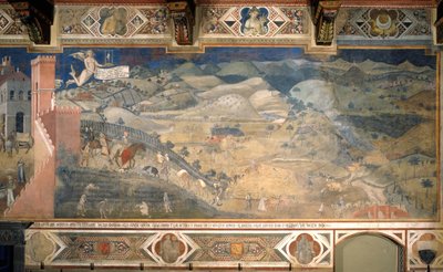 Skutki dobrego rządu na wsi Cykl fresków Alegoria dobrego i złego rządu, 1338-1339 autorstwa Ambrogio Lorenzetti