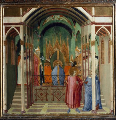 Wybór Mikołaja na biskupa Myry. Sceny z życia św. Mikołaja (Tempera na drewnie) autorstwa Ambrogio Lorenzetti