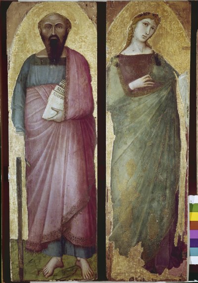 Św. Paweł i święte męczeństwo, fragment poliptyka (tempera na drewnie) autorstwa Ambrogio Lorenzetti