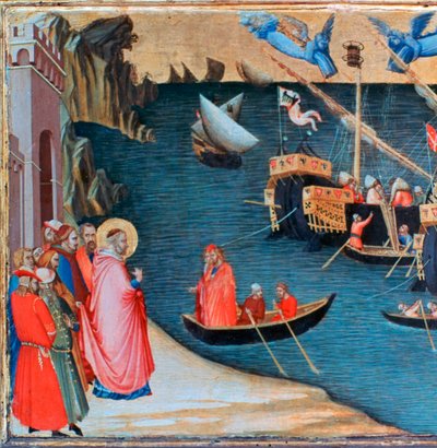 Św. Mikołaj ratuje Mirę przed głodem, c1327-1332 autorstwa Ambrogio Lorenzetti