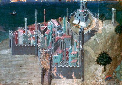 Widok nadmorskiego miasta, ok. 1300-1348 autorstwa Ambrogio Lorenzetti