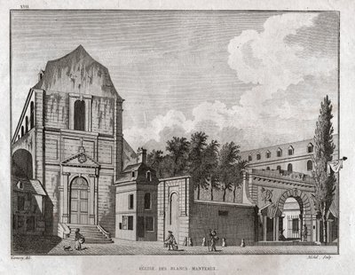 Kościół Blancs Manteaux w dzielnicy Marais w Paryżu. ok. 1780 (Grawerowanie) autorstwa Ambroise Louis Garneray