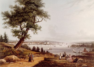 Widok Nowego Jorku w 1840 r. Litografia Louisa Ambroise Garneray (1783-1857). Paryż. B.N. autorstwa Ambroise Louis Garneray