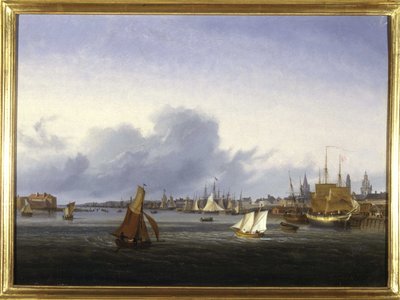 Port w Calais, Louis Garneray, sd. ok. 1820, Olej na płótnie, H. 0,330; L. 0,460. CCIP Dz. autorstwa Ambroise Louis Garneray