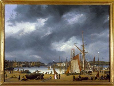 Port w Dieppe, Louis Garneray, sd. ok. 1820, Olej na płótnie, H. 0,330; L. 0,460. CCIP Dz. autorstwa Ambroise Louis Garneray