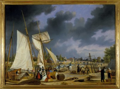 Port Caen, Louis Garneray, sd. ok. 1820, Olej na płótnie, H. 0,330; L. 0,460. CCIP Dz. autorstwa Ambroise Louis Garneray