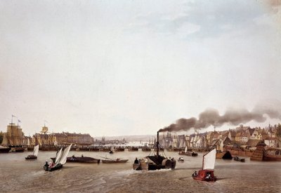 Widok na ruch rzeki na Sekwanie do Rouen. Akwarela Ambroise Louis Garneray (1783-1857) XIX-wieczny Paryż, B.N. autorstwa Ambroise Louis Garneray