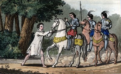 Karol VI złapany w szaleństwo w lesie Le Mans - Zaprojektowany i wyryty przez Ambroise Tardieu w 1825 roku. autorstwa Ambroise Tardieu