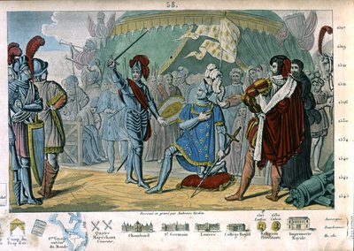 Franciszek I z Francji prosi o pasowanie na rycerza przez Kawalera Bayarda po zwycięstwie w bitwie pod Marignano we Włoszech autorstwa Ambroise Tardieu