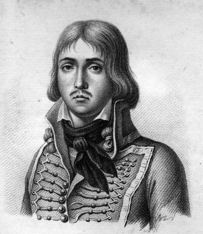 Generał Marceau.François Séverin Marceau Desgraviers Generał français (1769 do 1796).w „Portrety francuskich generałów po zwycięstwach i podbojach Francuzów”. Grawerowane przez Ambroise Tardieu w 1818 roku. Kolekcja Stella. autorstwa Ambroise Tardieu