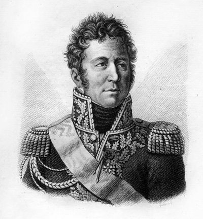 Jacques Alexandre Bernard Law, markiz de Lauriston, marszałek Francji (1768-1828) - w „Portretach francuskich generałów po zwycięstwach i podbojach Francuzów”” Grawerowane przez Ambroise Tardieu w 1818 r. Stella Collection. autorstwa Ambroise Tardieu