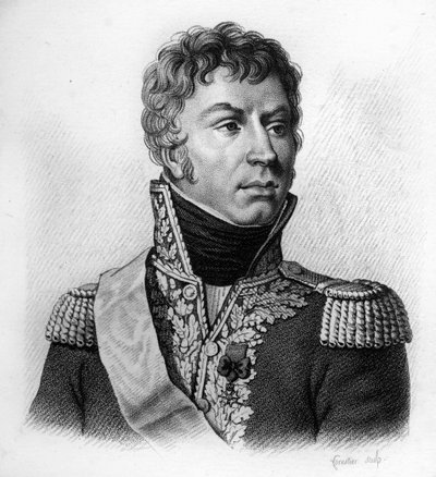 Jean Louis Ebenezer REYNIER (1771-1814) - w „Portretach francuskich generałów po zwycięstwach i podbojach Francuzów”. Grawerowane przez Ambroise Tardieu w 1818 roku. Kolekcja Stella. autorstwa Ambroise Tardieu