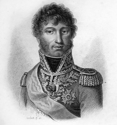 Joachim Murat (1767 - 1815), marszałek Francji, król Neapolu w „Portretach generałów francuskich po zwycięstwach i podbojach Francuzów”” Grawerowane przez Ambroise Tardieu w 1818. Kolekcja Stella. autorstwa Ambroise Tardieu