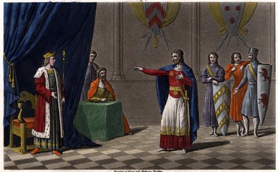 Ludwik V le Faineant (ok. 967-987), ogłoszony królem Francji pod protektoratem Hugues Capet, przyszłego króla Francji, w 986 Draw and grave przez Ambroise Tardieu w 1825. autorstwa Ambroise Tardieu