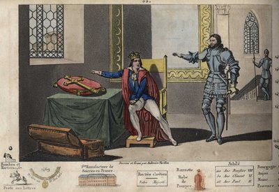 Ludwik XI (1423-1483) jest więziony w Peronne, a ze swojego mieszkania może zobaczyć wieżę, w której Karol III zmarł po 6 latach niewoli. Wolność odzyskał dopiero po złożeniu przysięgi na Krzyż Karola Wielkiego, że dotrzyma wierności traktatowi, który… autorstwa Ambroise Tardieu