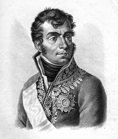 Marechal Auguste Frederic Louis (Auguste-Frederic-Louis) de Viesse de Marmont (1774-1852), książę Raguse - Portrety generałów francuskich po zwycięstwach i podbojach Francuzów „”””. Grawerowane przez Ambroise Tardieu w 1818 roku. Kolekcja Stella. autorstwa Ambroise Tardieu