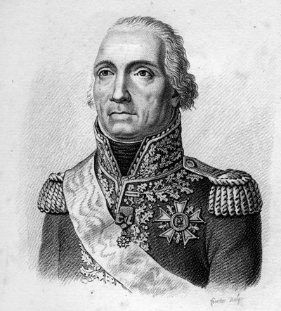 Marszałek Moncey.Bon Adrien Jeannot de Moncey, książę Conegliano Maréchal Francji (1754 do 1842).w „”Portrety francuskich generałów po zwycięstwach i podbojach Francuzów””. Grawerowane przez Ambroise Tardieu w 1818 roku. Kolekcja Stella. autorstwa Ambroise Tardieu