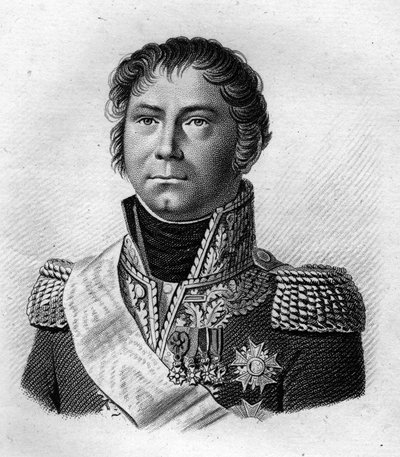 Portret generała Beckera, który po 100 dniach eskortował Napoleona I w 1815 r. na miejsce jego abordażu dla św. Heleny.w „Portraits des Général Français””. Grawerowane przez Ambroise Tardieu w 1818 roku. Kolekcja Stella autorstwa Ambroise Tardieu