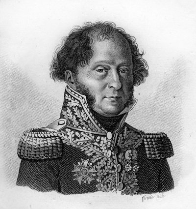 Portret generała Gabriela BARBOU DECOURRIERES (1770 - 1839) - w „Portretach francuskich generałów po zwycięstwach i bitwach Francuzów”. Grawerowane przez Ambroise Tardieu w 1818 roku. Kolekcja Stella. autorstwa Ambroise Tardieu