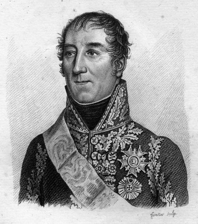 Portret marszałka Mortiera. Adolphe Edouard Casimir Joseph Mortier, książę Treviso, francuski marszałek i polityk (1768 - 1835) w „Portretach francuskich generałów po zwycięstwach i podbojach Francuzów”. Grawerowane przez Ambroise Tardieu w 18 autorstwa Ambroise Tardieu
