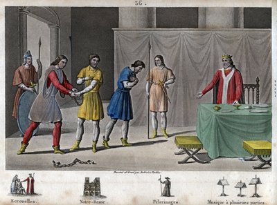 Robert II Pobożny (970 - 1031) uwalnia konspiratorów - Roberta II znanego jako „Pobożny” (972-1031), dynastia Kapetyngów. Wiedząc, że dwóch konspiratorów zostało skazanych na śmierć, kazał im obcować, pięknie traktować i powrócić do wolności. autorstwa Ambroise Tardieu