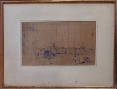 Le Quai de Carenage, Le Pollet, 1928 (ołówek i toaleta na papierze) autorstwa Ambrose McEvoy