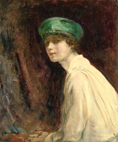 „Zielony kapelusz”, portret pani Claude Johnson, 1918 r. autorstwa Ambrose McEvoy