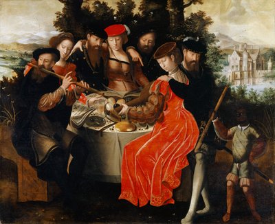 Firma produkująca muzykę na zewnątrz, ok. 1540-50 autorstwa Ambrosius Benson
