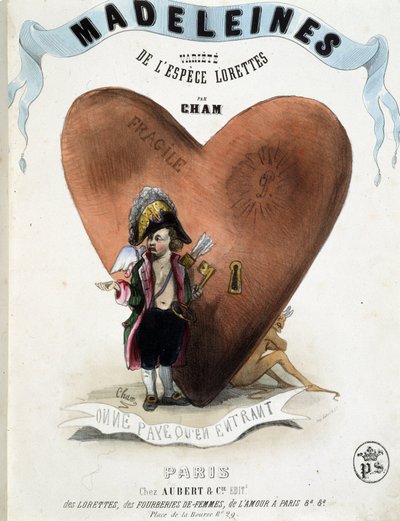 Płaci się tylko przy wejściu (karykatura Kupidyna (Eros) przed sercem skrywającym diabła) - w „Madelinach” Chama, v.1870-1880 autorstwa Amédée de Noé