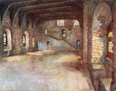 Sala bankietowa, Chateau des Comtes, Gandawa (kolorowa litografia) autorstwa Amedee (after) Forestier