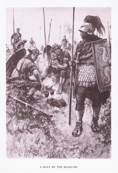Postój przy drodze, ilustracja do Żołnierza rzymskiego, 1928 autorstwa Amedee Forestier