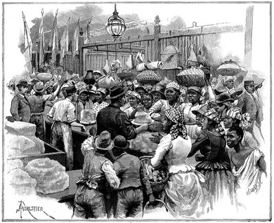 Stoisko lodowe na targu, Georgetown, Demerara, Gujana Gujana Brytyjska, 1888 autorstwa Amedee Forestier