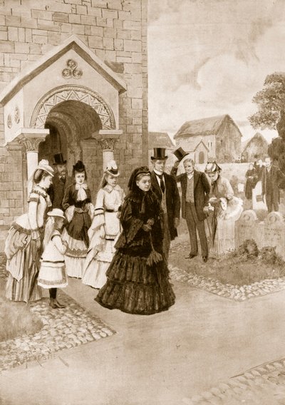 Życie królowej Wiktorii w Osborne: Jej Wysokość w kościele Whippingham, z „The Illustrated London News”, 1901 autorstwa Amedee Forestier