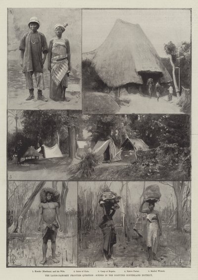 Pytanie o granice Lagos-Dahomey, sceny w spornej dzielnicy w głębi lądu autorstwa Amedee Forestier